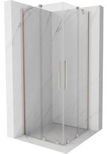 Mexen Velar Duo, sprchový kút s posuvnými dverami 90 x 90 cm, 8mm číre sklo, brúsená oceľ, 871-090-090-02-97
