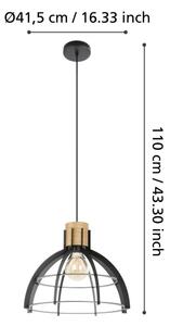 Eglo 43769 - Luster na lanku STILLINGTON 1xE27/40W/230V čierna