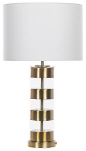 Stolná lampa zo zlatého skla s tienidlom z bielej látky