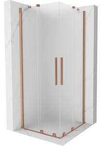 Mexen Velar Duo, sprchový kút s posuvnými dverami 80 x 80 cm, 8mm sklo námraza, medená matná, 871-080-080-32-65
