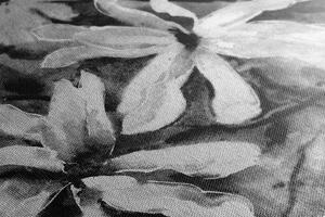 Obraz rozkvitnutý akvarelový strom v čiernobielom prevedení