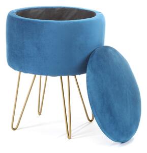 Ak furniture Taburet Lili s úložným priestorom modrý
