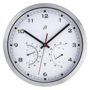 Auriol® Nástenné hodiny s teplomerom a vlhkomerom (strieborná/biela) (100366600)