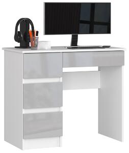 Ak furniture Písací stôl A-7 90 cm biely/sivý ľavý