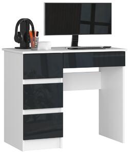Ak furniture Písací stôl A-7 90 cm biely/grafit ľavý