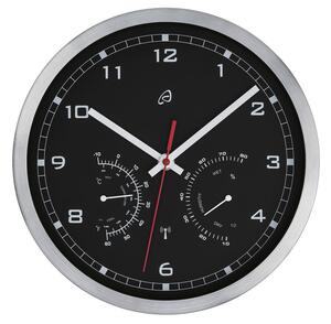 Auriol® Nástenné hodiny s teplomerom a vlhkomerom (strieborná/čierna) (100366600)