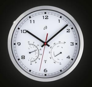 Auriol® Nástenné hodiny s teplomerom a vlhkomerom (strieborná/biela) (100366600)