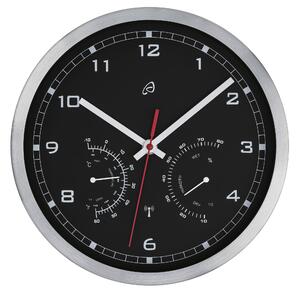 AURIOL® Nástenné hodiny s teplomerom a vlhkomerom (strieborná/čierna) (100366600)