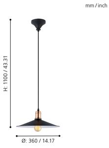Eglo 49452 - Luster BRIDPORT 1xE27/60W/230V