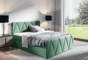 Manželská posteľ GISELA LUX - 180x200, zelená + topper ZDARMA