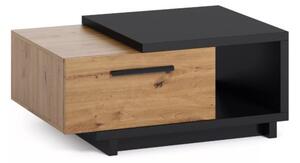 Konferenčný stolík 90 cm DELAWARE - dub artisan / matný čierny