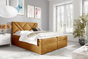 Boxspringová posteľ ASKOT - 160x200, žltá + topper ZDARMA