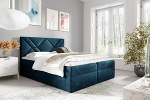 Boxspringová posteľ ASKOT - 160x200, modrá + topper ZDARMA