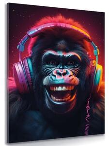 Obraz gorila so slúchadlami - 40x60