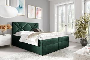 Boxspringová posteľ ASKOT - 140x200, zelená + topper ZDARMA