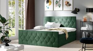 Čalúnená posteľ TIBOR LUX - 180x200, zelená + topper ZDARMA