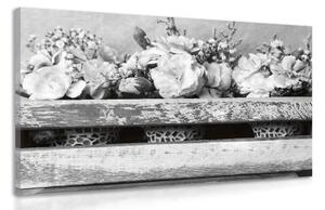 Obraz čiernobiele kvety v bedničke bez srdiečka - 60x40