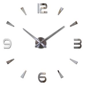 IKO Nástenné hodiny veľké 80-120cm – strieborné 4 číslice