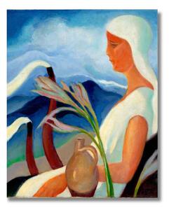 Obraz Zolo Palugyay - Dievča v bielom s továrenskými komínmi - L (70x50cm) 69€
