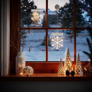 AmeliaHome LED svetelná ozdoba na okno SNOWMAN biela