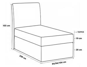 Boxspringová posteľ CELESTA MINI - 90x200, šedá + topper ZDARMA