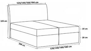 Kontinentálna posteľ GISELA - 180x200, hnedá + topper ZDARMA