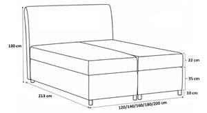 Kontinentálna posteľ EVIO - 120x200, šedá + topper ZDARMA