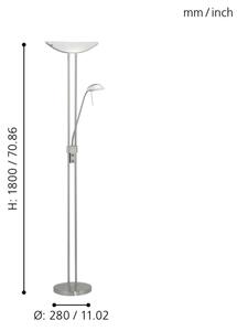 EGLO 85971 - Stmievateľná stojacia lampa BAYA 1xR7s/230W+1xG9/33W matný chróm