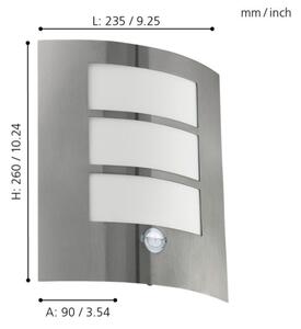 EGLO 88142 - Senzorové vonkajšie nástenné svietidlo CITY 1xE27/15W/230V IP44