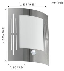 EGLO 88144 - Senzorové vonkajšie nástenné svietidlo CITY 1xE27/15W/230V IP44
