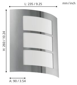 EGLO 88139 - Vonkajšie nástenné svietidlo CITY 1xE27/15W/230V IP44