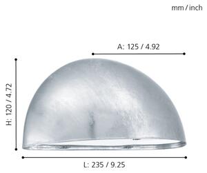 EGLO 90867 - vonkajšie nástenné svietidlo LEPUS 1xE27/40W galvanizovaná oceľ