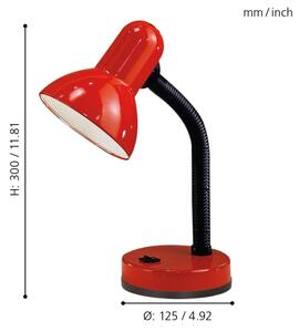 EGLO 9230 - Stolná lampa BASIC 1xE27/40W červená