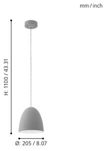 Eglo 92521 - Závěsné svietidlo PRATELLA E27/60W/230V