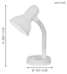 EGLO 9229 - Stolná lampa BASIC 1xE27/40W biela