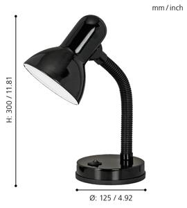 EGLO 9228 - Stolná lampa BASIC 1xE27/40W čierna