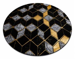 Koberec GLOSS 400B 86 kruh glamour, art deco, 3D geometrický - čierny / zlatý