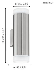 Eglo 92736 - Vonkajšie nástenné svietidlo RIGA-LED GU10/2,5W/230V