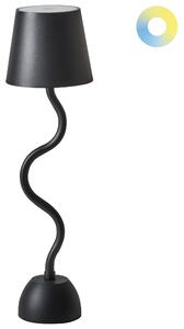 Stolná lampa čierna železo hliník s dotykovým vypínačom nabíjanie cez USB kábel bezdrôtová moderný štýl interiér exteriér