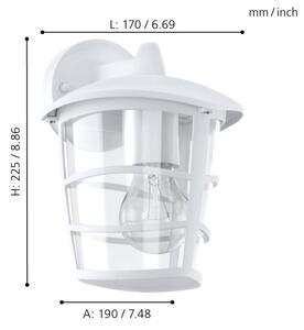 Eglo 93095 - LED Vonkajšie nástenné svietidlo ALORIA 1xE27/8,5W/230V IP44