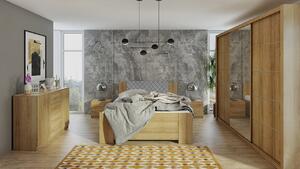 Spálňová zostava s posteľou 160x200 CORTLAND 3 - dub zlatý / šedá ekokoža