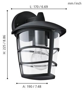 Eglo 93098 - LED Vonkajšie nástenné svietidlo ALORIA 1xE27/8,5W/230V IP44