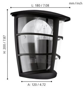 Eglo 93407 - Vonkajšie nástenné svietidlo ALORIA 1xE27/60W/230V IP44