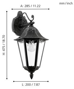 Eglo 93456 - Vonkajšie nástenné svietidlo NAVEDO 1xE27/60W/230V IP44