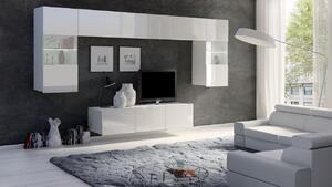 Obývacia stena s LED bielym osvetlením CHEMUNG 2 - biela / lesklá biela