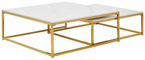 SADA KONFERENČNÝCH STOLÍKOV, biela, zlatá, kov, keramika, 75/65/27/22/75/65 cm Livetastic - Stolíky do obývačky, Online Only