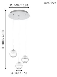 Eglo 93709 - LED luster MONTEFIO 1 3xLED/5W/230V