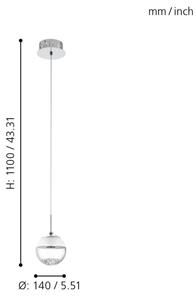Eglo 93708 - LED závesné svietidlo MONTEFIO 1 LED/5W/230V