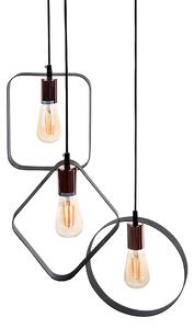 Závesná lampa čierna kov PVC 3 otvorené tienidlá geometrický tvar na strop moderný industriálny štýl osvetlenie obývačka jedáleň