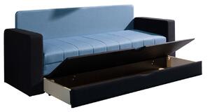 Pohovka s úložným priestorom a taburetom CHEMUNG - čierna / modrá
